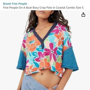 [Free People We The Free] On A Boat Crop Top Polo NWT S